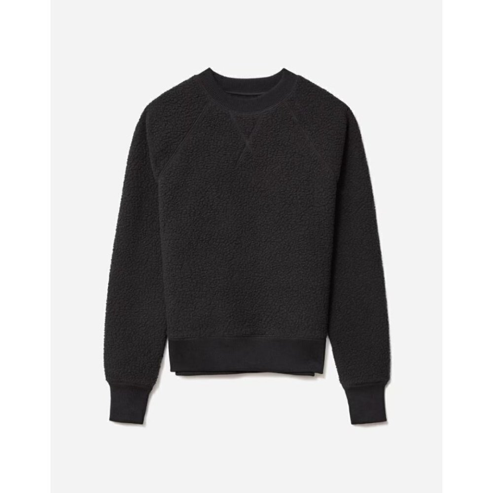 Everlane The ReNew Fleece Raglan Sweatshirt in Black Small New Womens Teddy